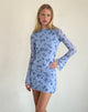 Image of Sevila Langärmeliges Minikleid in Inky Blue Floral Mesh