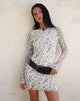 Image of Sevila Langärmeliges Minikleid aus Stem Flower Flock Braun