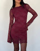 Image of Sevila Langärmeliges Minikleid Spitze Burgund