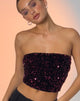 Bild von Shae Bandeau Top in Mini Pailletten Burgundy