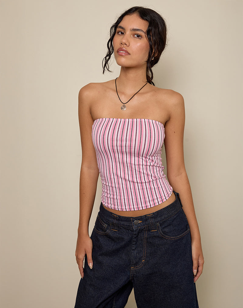 Bild von Shaelo Bandeau Top in Nadelstreifen Pink