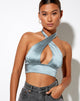 Image of Silta Crop Top aus Satin Hellblau