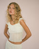 Bild von Simran Bardot-Top aus cremefarbener Spitze