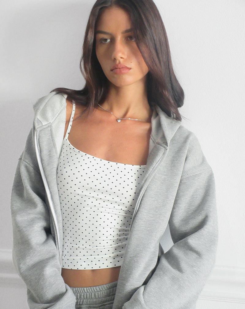 Solay Cami Top in Weiß mit schwarzem Micro-Polka-Print