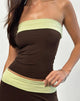 Image of Solna Bandeau Top in Schokoladenbraun mit Pistazienborte