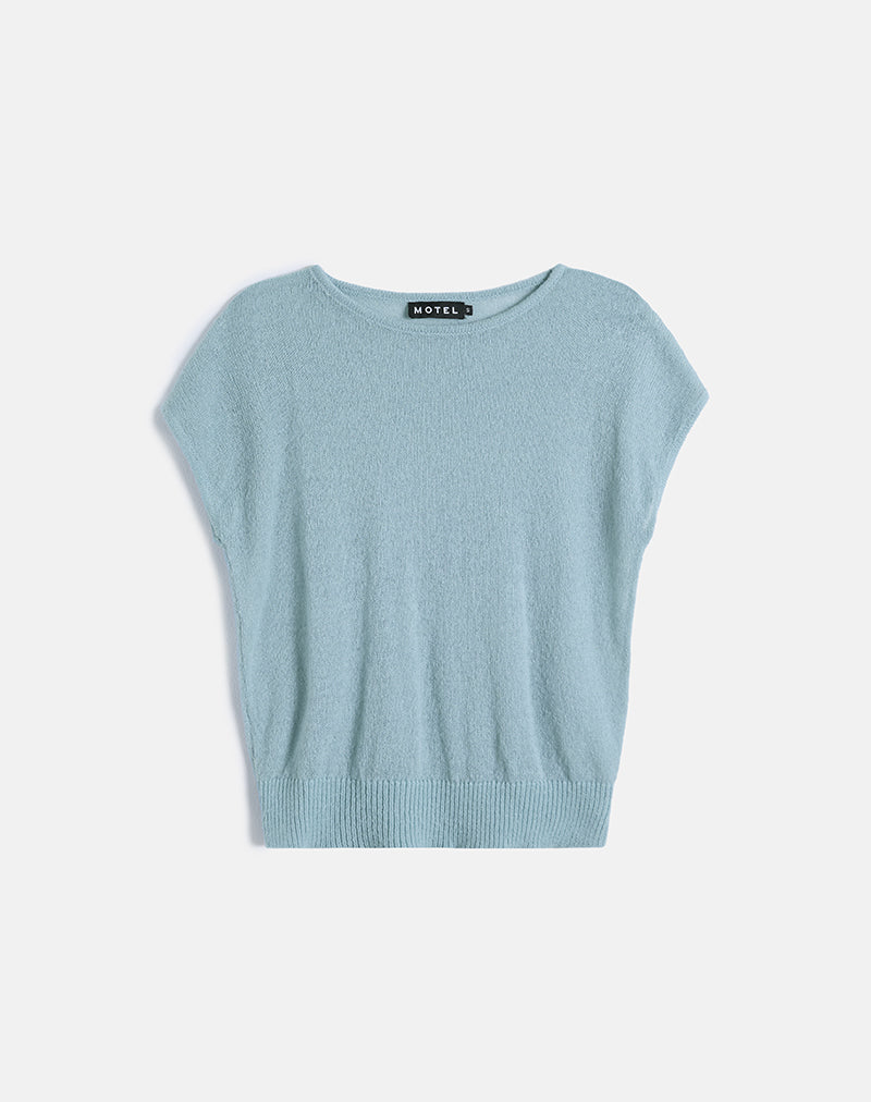Image of Sorin Top mit tiefem Taillenbund aus blauem Strick