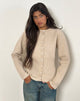 Image of Subra Langarm-Strickjacke mit geripptem Saum in Elfenbein