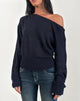 Image of Suena Asymmetrischer Pullover in Marineblau