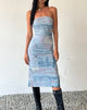 Bild von MOTEL X JACQUIE Suki Bandeau Midikleid aus Mesh Abstrakte Farbe Pinsel Blau