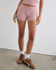 Eunia Shorts in gestreifter Rippe Rosa und Flieder