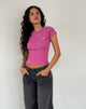 Image of Suti Tee in Kaschmir Rosa mit hellrosa Schleife M Stickerei
