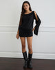 Image of Sybe Cut Batwing Sleeve Mini Dress in Schwarz