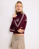 Image of Talisa Zip Through Jacke in Kastanienbraun mit weißen Streifen