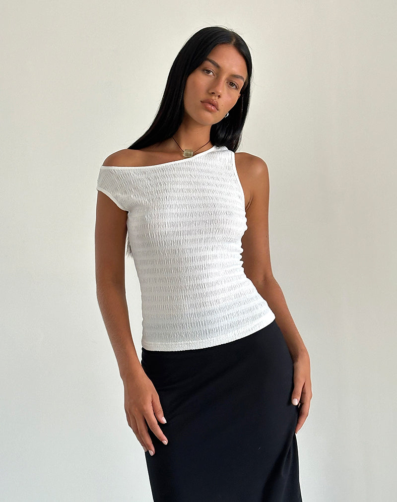 Tamia Asymmetrisches Oberteil in Crinkle White
