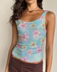 Image of Tampa Top aus Pailletten Blühende Blume Blau