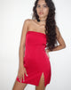 Image of Tannesa Bandeau-Minikleid aus tiefrotem Satin