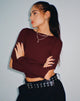 Image of Tayon Langärmeliges Crop Top in Marron
