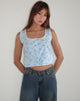 Bild von Ternya Top in Blue Flower Gingham