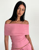 Image of Thalassa Schulterfreies Oberteil in Dusky Pink Transparentes Gestrick