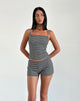 Image of Totori Top in Crinkle Check Schwarz Grau