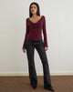 Image of Trivedi Langarm-Top in Flock Mini Leopard Pflaume