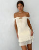 Image of Valory Bardot-Minikleid aus elfenbeinfarbenem Mesh