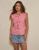 Bild von Vataka Tie Front Top In Mini Gingham Pfirsich