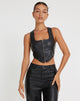 Bild von Velika Zip Up Korsett in PU Schwarz