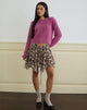 Bild von Veny Minirock in Braun und Rosa Polka Flower Chiffon