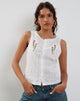 Image of Vezia broderie Ärmelloses Top in Weiß mit Rosenstickerei