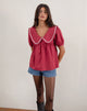 Image of Viana Bluse in Adrenalin-Rot mit weißem Saum