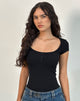 Image of Vibian Kurzärmeliges Top in Schwarz
