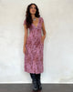 Bild von Vilinia Midikleid in abstraktem botanischem Mauve