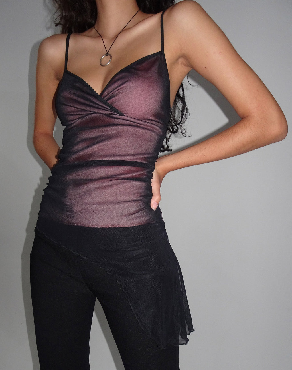 Waca Top in Schwarz mit rosa Innenfutter