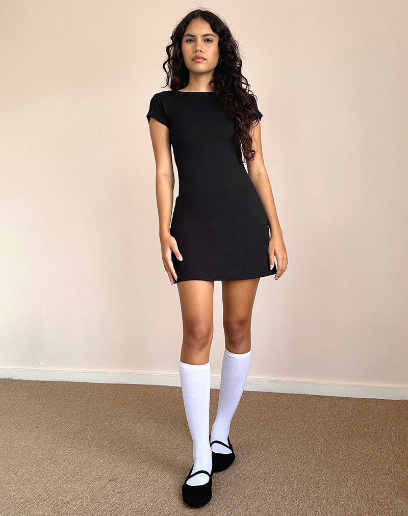 Wangi Rückenfreies Minikleid aus Lycra Schwarz