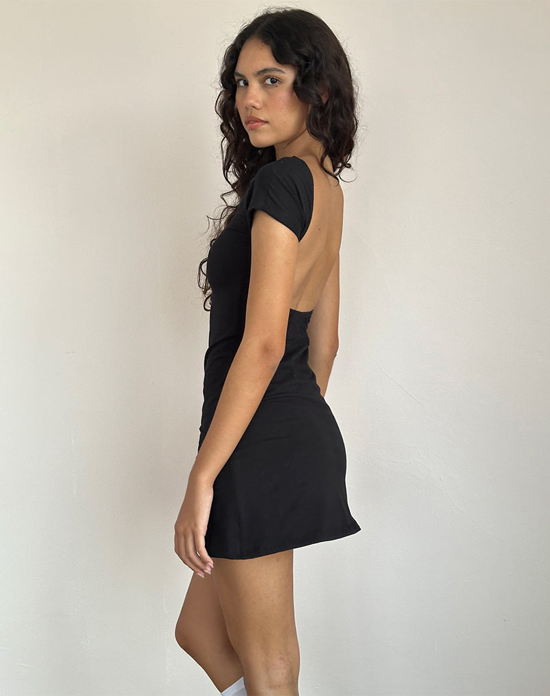 Wangi Rückenfreies Minikleid aus Lycra Schwarz