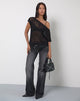 Image of Weavora Slash Neck Top in Open Knit Schwarz