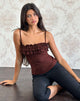 Bild von Wendy Ruffle Cami Top in Argyle Mesh Braun