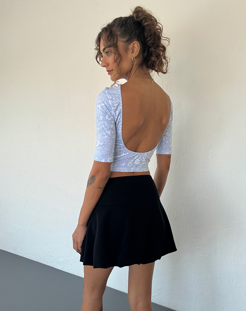 Xiwani Top aus Lycra mit weißem Ornamentdruck