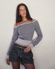 Bild von Yacin Slouchy Top in Grau und Schwarz gestreift