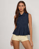 Image of Yaden Plissee-Polohemd aus Popeline Dark Navy