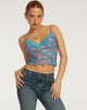 Bild von Yenika Crop Top in Contrast Floral Blau