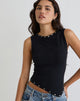 Bild von Yetta Double Stud Vest Top in Schwarz