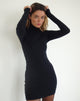Image of Yrion Rollkragen-Bodycon-Minikleid in Schwarz
