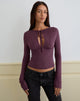Image of Yubin Keyhole Langarm Top aus Cupro Deep Purple