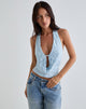 Bild von Yukari Plunge Top in Burnout Mesh Blau