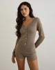 Bild von Yunji Knopf-Strickjacke aus Lurex Gold