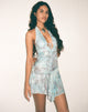 Bild von Yuta Mini-Kleid mit Neckholder in Blau Paisley Abstrakt Rustikal