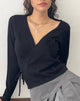 image of Zelda Gestrickte Wickeljacke in Schwarz mit Rosette