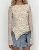 Bild von Zest Mesh Long Sleeve Top in Beige mit hellbraunem Flock